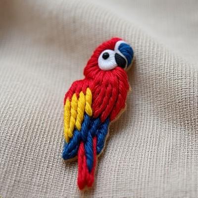 금강앵무 깃털 브로치